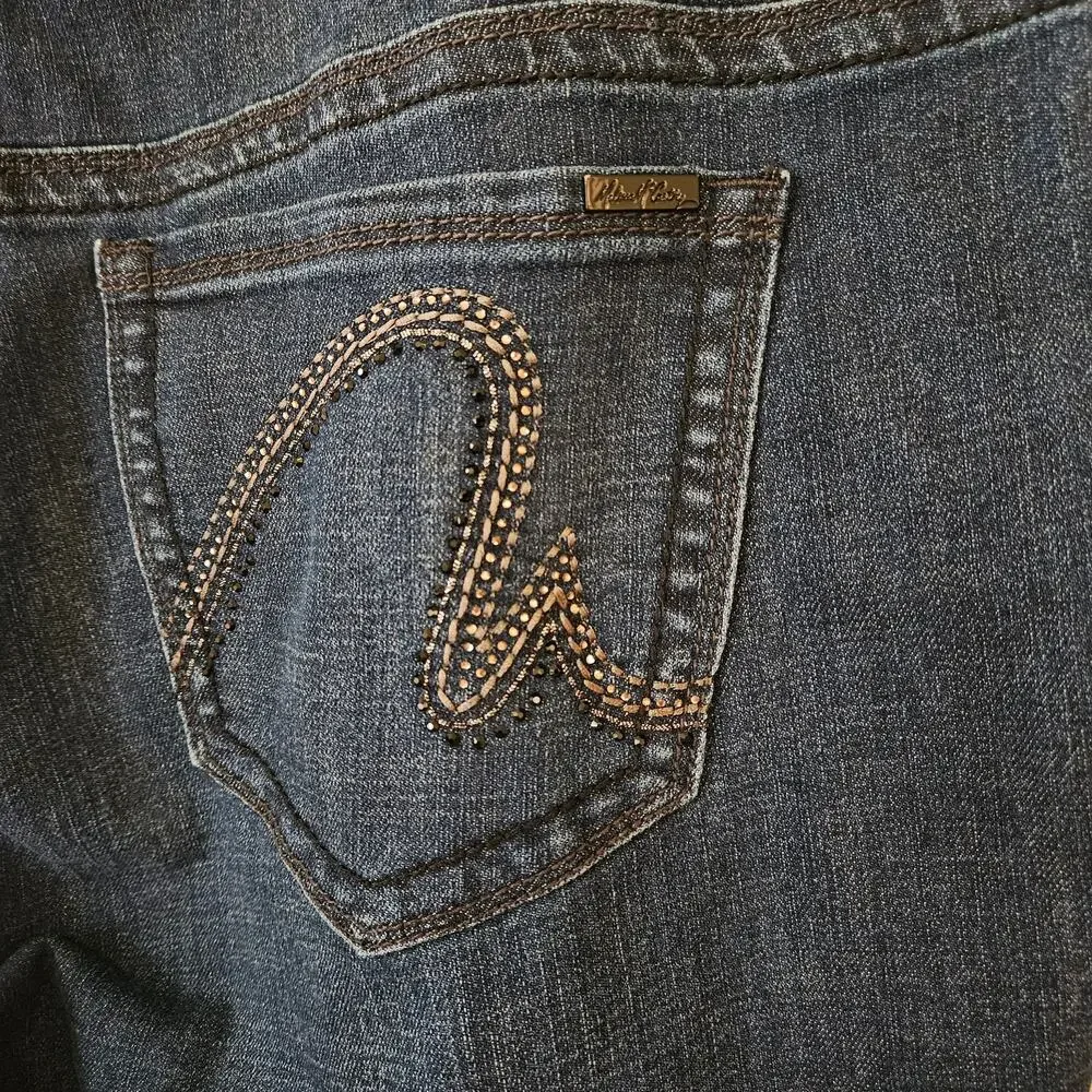 Seven7 Melissa McCarthy Slim Boot Jeans, Size 20W Embellished Dark Wash Ankle - Picture 2 of 9